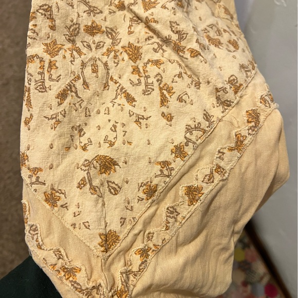Free People cropped tan top with patchwork design - Picture 3 of 14